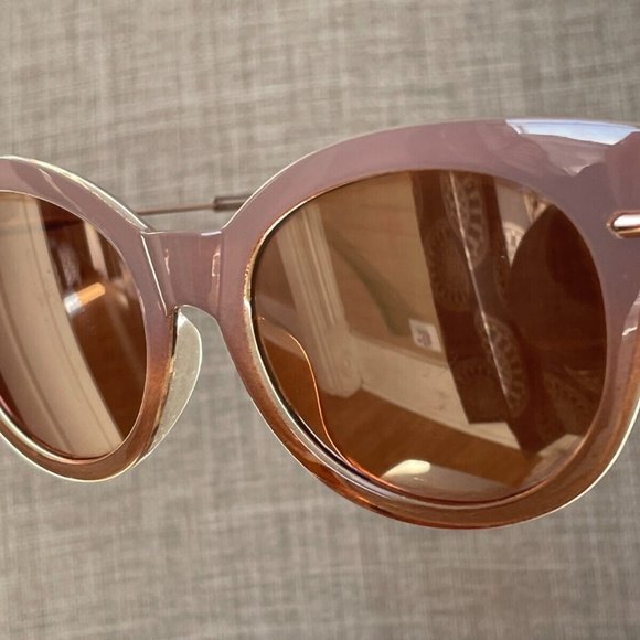 Women Sunglasses Nude/gold Tone Fashion Eye Wear Shades Mirror Lenses Cat Eyes - Picture 2 of 11